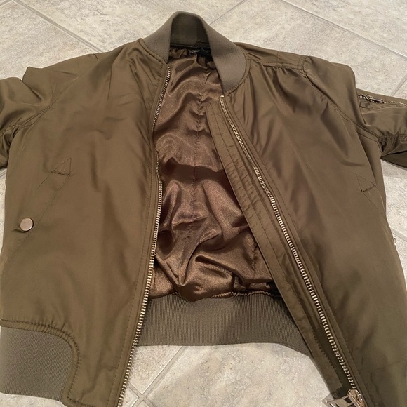 Topshop Army Green Bomber Jacket US 4 - Picture 1 of 3